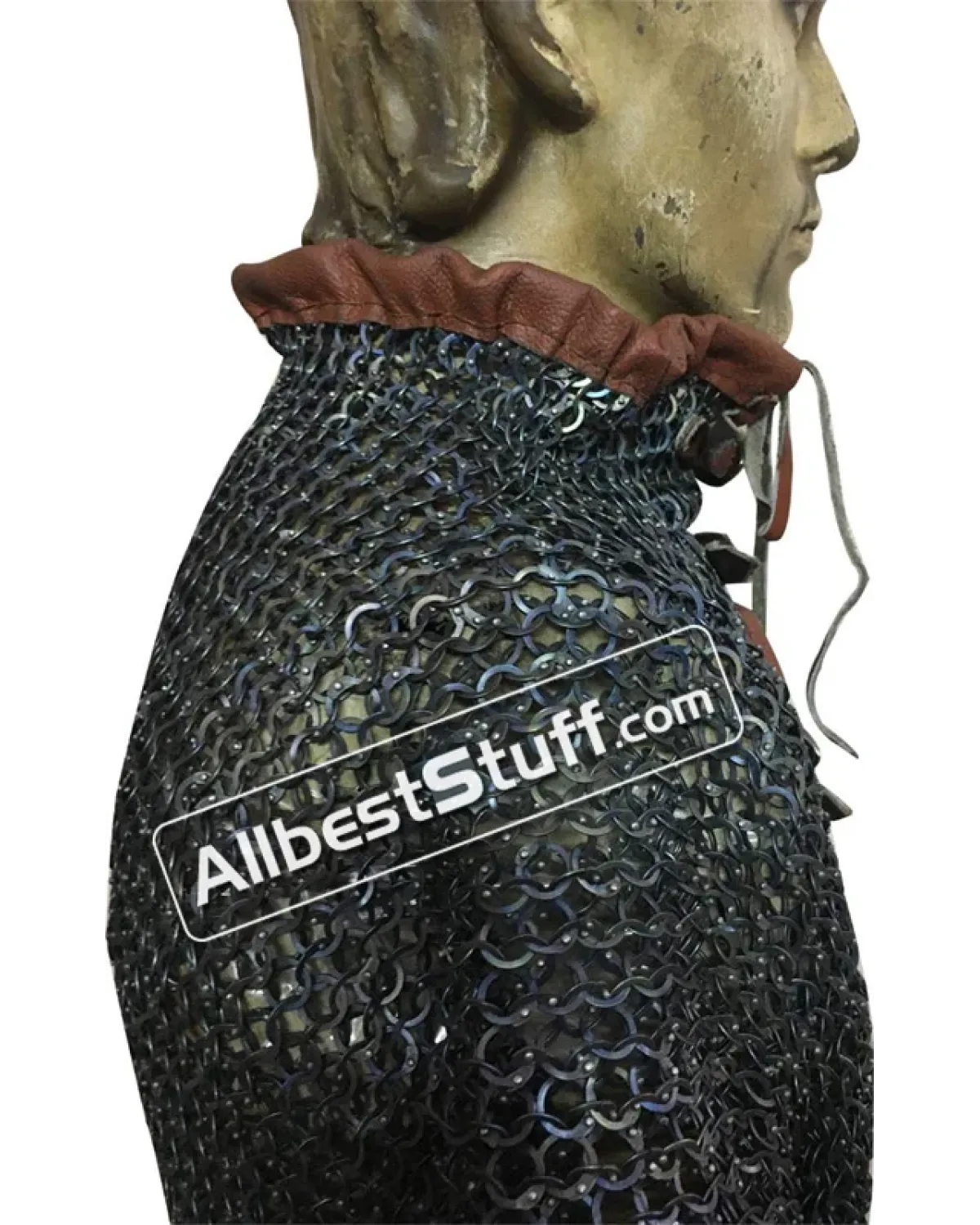 High Neck Collar Titanium Chain Mail Hauberk Front Open Chest 56